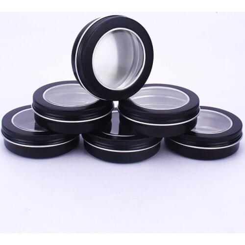 100g empty black cosmetic cream aluminum containers window lid Small Aluminum DIY cream box gift jars F20171926