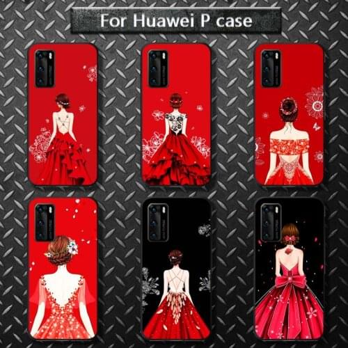 Luxury womans red wedding dress Phone Case for huawei P40 pro lite P8 P9 P10 P20 P30 psmart 2019 2017 2018