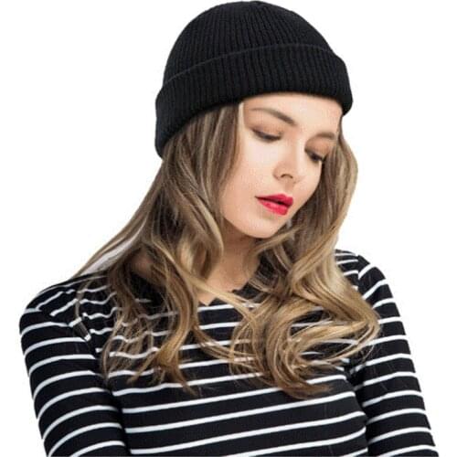 Autumn Winter Men Women Korean Fashion Acrylic Knit Melon Hat Solid Color Outdoor Windproof Warm Cap