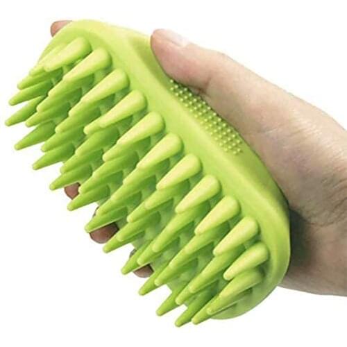 Pet Silicone Shampoo Brush for Long & Short Hair Pets Dogs Cats, Anti-Skid Rubber Pet Grooming Shower Bath Brush Massage Comb