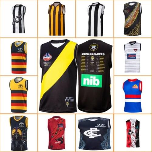 RICHMOND TIGERS HOME PREMIERSHIP GUERNSEY GOLD SUNS GEELONG CATS ADELAIDE CROWS WEST COAST EAGLES CARLTON BLUE RUGBY JERSEY