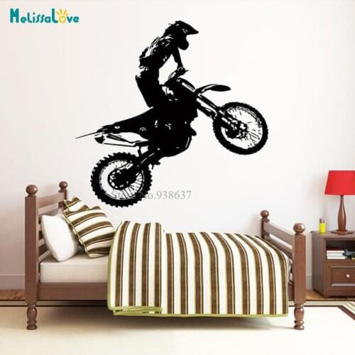Stunt Motorcycle Fancy Race Wall Sticker Decals Sports Shop Home Décor Removable Art Vinyl Exciting Murals BB342