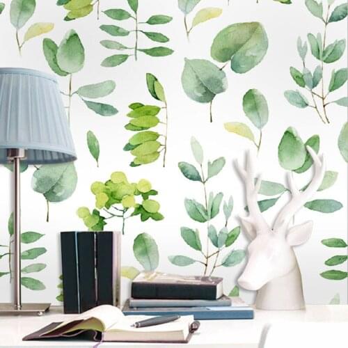 Tuya Art Custom simple gree leaves wall mural for living room study room sofa background children room free shipping