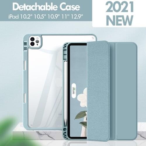 2021 for iPad NEW Pro 11 12.9 Smart Case Clear Cover for iPad 7th 8th 10.2 Air 3 Pro 10.5 Air 4 2020 Magnetic Detachable Case