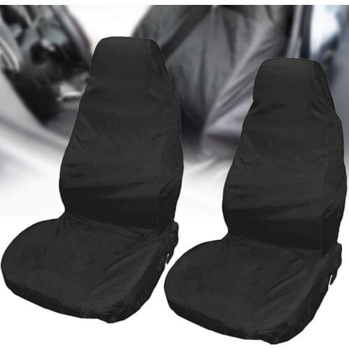 2pcs Universal Front Car Seat Covers Nylon Fabric Protector Case Black Waterproof Seat Cover Automobiles Interior Accessories