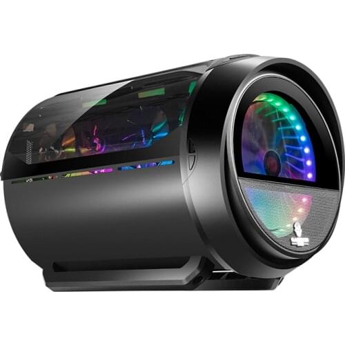 Yuan gas e-racing network curry special-shaped RGB computer chassis tempered glass fully permeable M-ATX graphics card vertical