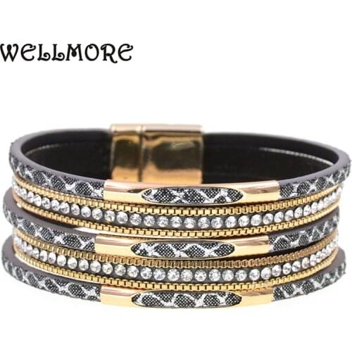 WELLMORE NEW leather bracelets for women 5 colors 3 size charm Bracelets & Bangles fashion Female Jewelry wholesale
