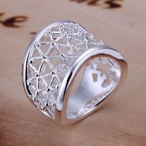 KN-R032 Hot Selling silver plated Rings for women Size 8# silver color jewelry fashion jewelry Hollow Ring/acwaiuda