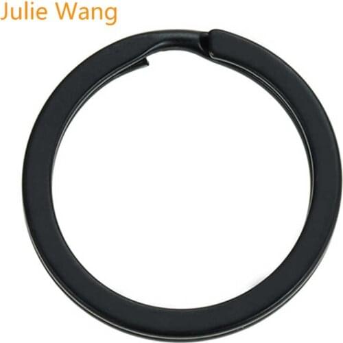 Julie Wang 20PCS 25/28/30/32mm Iron Black Round Key Ring Keychain Split Ring Keychains Key Chains Jewelry Making Accessory
