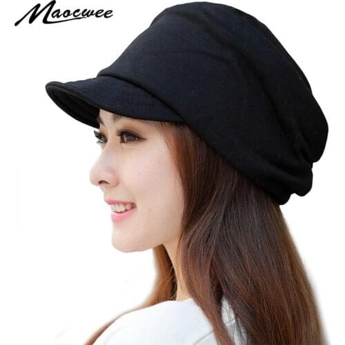 Winter Beanie Hat For Women Solid Color Knitted Soft Beanies Caps Cotton Warm Cotton Fashion Outdoor Windproof Crochet Ski Hats