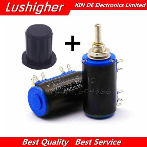 1pcs WXD3-13-2W WXD3-13 2W Potentiometer + 1 Knob 100 200 220 470 680 1K 2.2K 3.3K 4.7K 5.6K 6.8K 10K 22K 33K 47K 100K Ohm