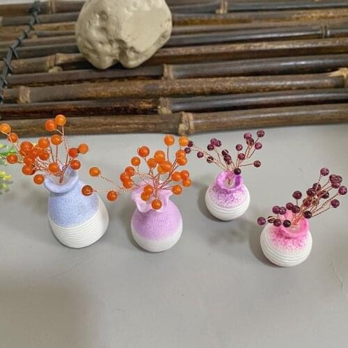 1PC Mini Tree Vase Crystal Quartz Mineral Ornaments DIY Home Decoration Lucky Tree Healing Vase Decor