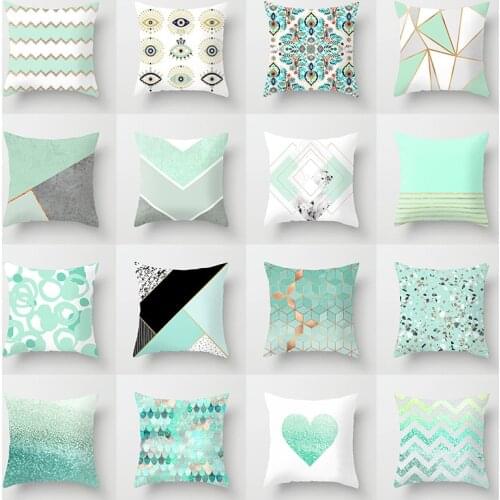 Mint Green Blue Cushion Covers Modern Nordic Geometric Throw Pillows Cover Sofa Bed Decorative Livingroom Pillows Case 2pc
