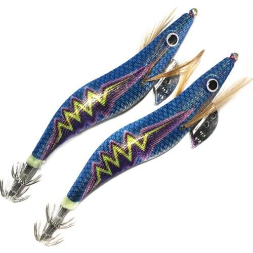 2Pcs Lifelike Fishing Squid Jig Lures 3.5# Artificial Hard Shrimp Bait Jigging Lure Fishing Tackles Accessories