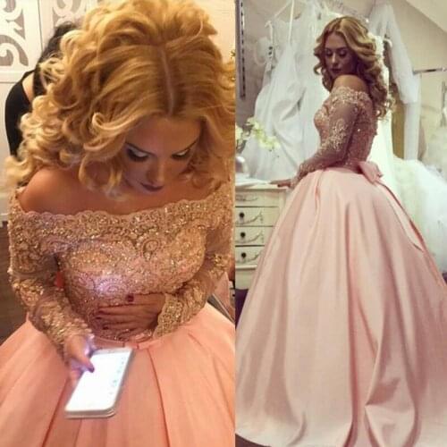 2019 Charming Quinceanera Dress Princess Arabic Dubai Off Shoulders Sweet 16 Ages Long Girls Prom Party Pageant Gown Plus Size
