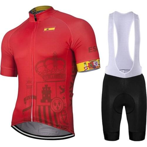 2020 Spain Men Summer Red Cycling Jersey Bike Road Mountain Race Riding Racing Clothing Cycling Set 9D Gel Breathable