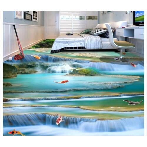3d flooring Landscape waterfall 3D floor waterproof wallpaper for bathroom 3d 3d floor painting wallpaper