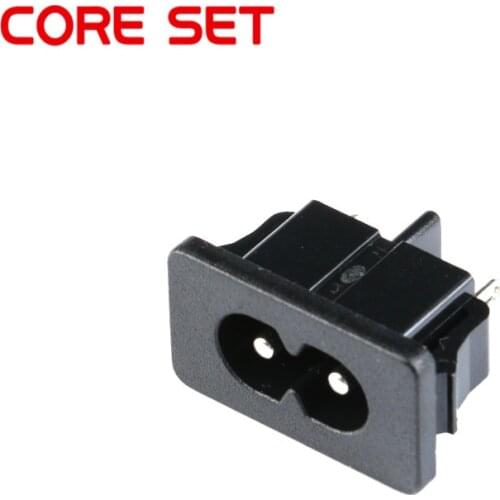 5Pcs AC250V 2.5A IEC320 C8 Male 2 Pins Black Power Inlet Socket Panel Embedded