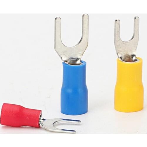 50pcs/lot Fork pre-insulated end SV5.5-3.5-8 specifications cold-pressed terminal end ear lug type terminal
