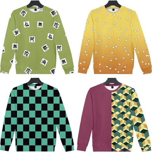 Anime Demon Slayer Kimetsu No Yaiba Tanjiro Kamado Nezuko Cosplay Men Hoodies Sweatshirts Sweatshirts Halloween Costumes CS026