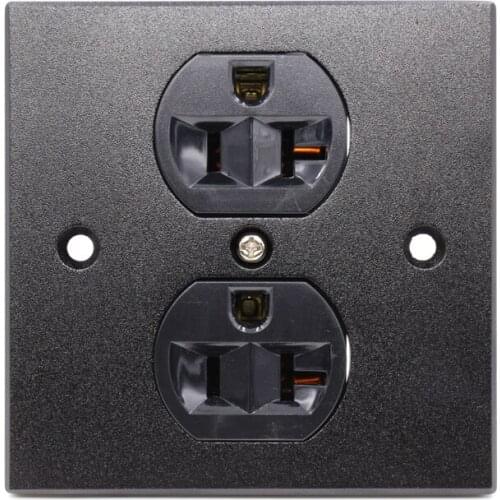 Free shipping 1x US AC black Power Receptacle Wall Outlet Red Copper Socket HIFI Duplex Plate