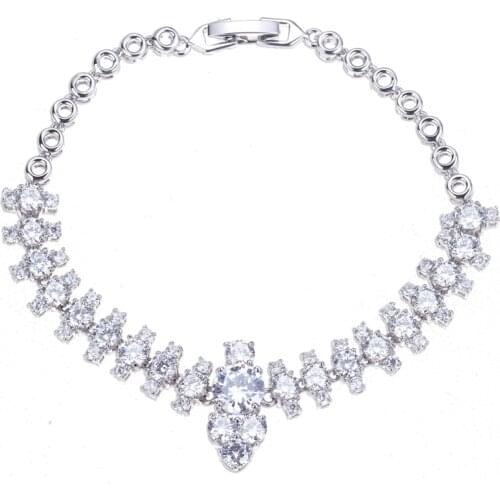 Bettyue Brand Luxury Fashion Personality Charm White Round Bracelet for Women Florid AAA Zircon Crystal Jewelry Wedding Gift