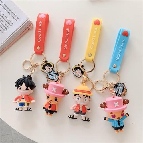 One Piece Luffy Tony Tony Chopper Anime Cute Keychain Key Ring Cartoon Key Chain Car Bag Pendant Key Ring for Airpods Case 3D