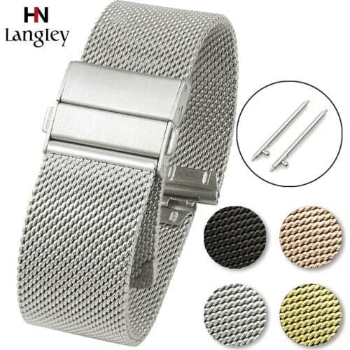 16 18 20 22mm Quick Release Stainless Steel Mesh Milanese Strap Watchbands Double press butterfly clasp Gear S2 S3 Galaxy wath