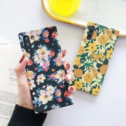 Funda Case for Samsung Galaxy S21 Ultra Note 20 S8 S9 S10 Note 10 Plus Floral Hard PC Full Protective Coque Phone Case Cover