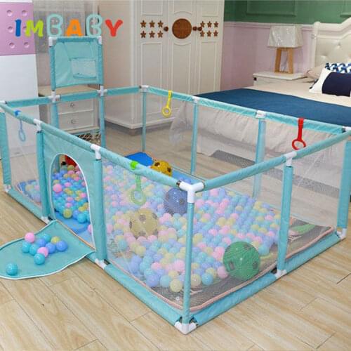 IMBABY Baby Playpen Kids Safety Barrier Childrens Fence Doors Pool Indoor Playground Basketball Football Field Birthday Gifts