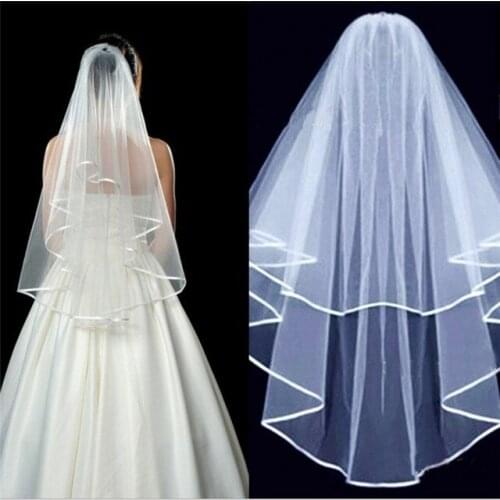 Simple Short Tulle Two Layer Wedding Veils Comb White Ivory Bridal Veil voile for Bride for Mariage Wedding Accessories