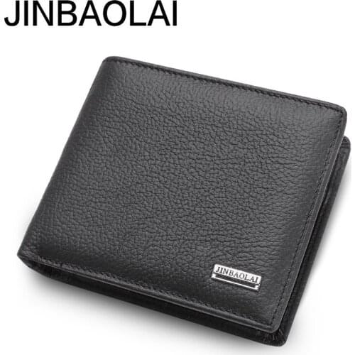 JINBAOLAI Hot Selling Short Mens Wallet Leather Fashion Mens Wallet Coin Purse Wallet European and American Style Wallet