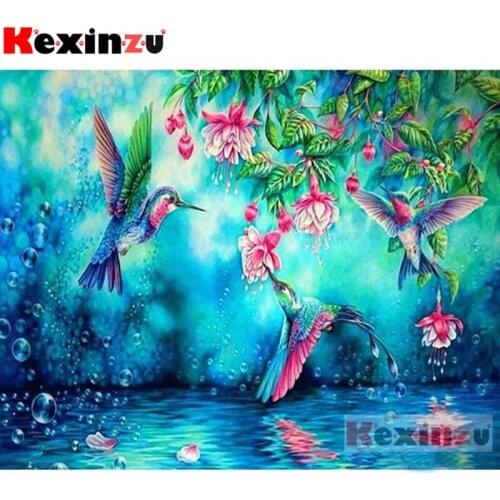 Kexinzu 5D DIY Full Square/Round Diamond Painting"Hummingbird flower"3D Embroidery Cross Stitch handcraft work Home Decor X554