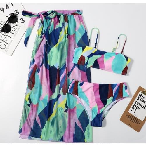 3 Piece Set Swimming Suit For Women High Waist Bikini 2021 Mujer New Sexy Push Up Swimwear Beach Wear Biqiuni Swimsuit