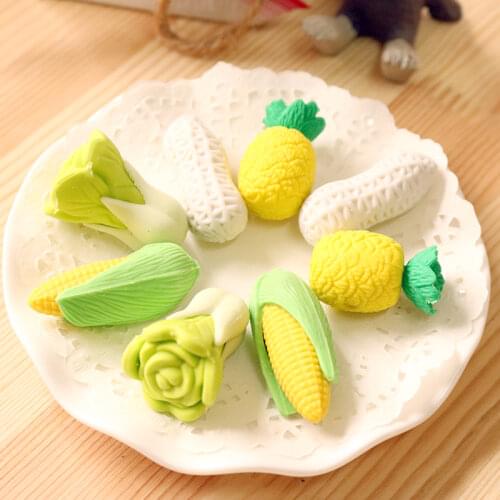 72Pcs/lot Fresh Vegetable fruit design eraser Kawaii Students' gift prize Children Learning Toys office school supplies