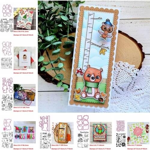 Metal Cutting Dies Match Clear Stamps Pretty Girl Critters Head Christmas Trees Hat Sock Flowers DIY Craft Making Template 2020
