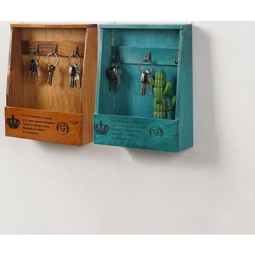Wall-hung Type Wooden Decorative Wall Shelf Sundries Storage Box Dustproof Hanger Retro Organizer Key Rack Wood Wall Shelf
