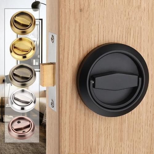 Invisible Door Lock Background Wall Concealed Hidden Without Handle Built-in Single Double-Sided Round Pull Ring Lock Cylinder
