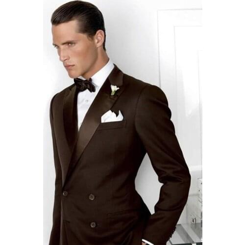 Latest Coat Pant Designs Brown Double Breasted Men Suit Slim Fit 2 Piece Italian Tuxedo Custom Suits Prom Blazer Terno Masculino