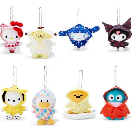 New Kawaii Anime Raincoat Bunny Rabbit Cat Dog Plush Keychain Kids Stuffed Toys Small Pendant For Children Gifts 10CM