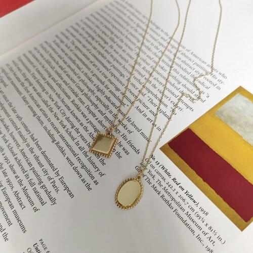 1pc Authentic 925 Sterling silver Golds Glossy Oval /Square with beads Partten Pendant necklace Fine Jewelry Womens TLx389