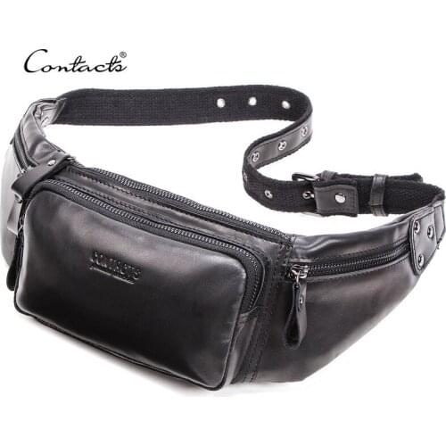 Genuine Leather Waist Bag men Waist Pack Waist Bag Funny Pack Belt Bag Men Chain Waist Bag For Phone Pouch Bolso