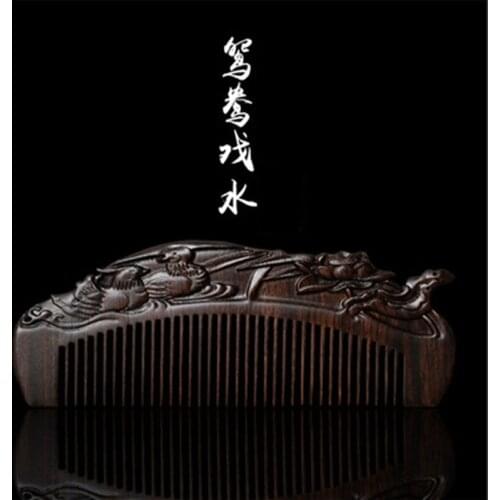 Professional Health Care Comb Anti-static Massage Black Sandalwood Comb Handmade Hair Brush Wedding/ Birthday Gift Freeshipping