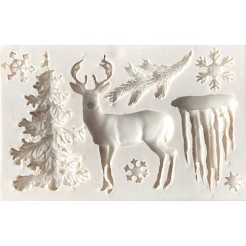 Silicone Christmas Mold Elk Snowflake Icicle Tree Mould Durable Impermeable and Easy to Clean Kittchen Baking Mold