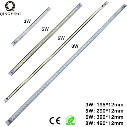 50pcs AC220V SMD2835 LED Bar Light 3W 5W 6W 8W 20/30/40/50cm White Warm White Red Green Blue Aluminum LED Strip For T5 T8 Tube