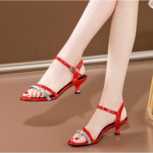 Shoes Women Slippers Heel Red Sandals Summer New Heel Fashion Sandals Sandales Femmes
