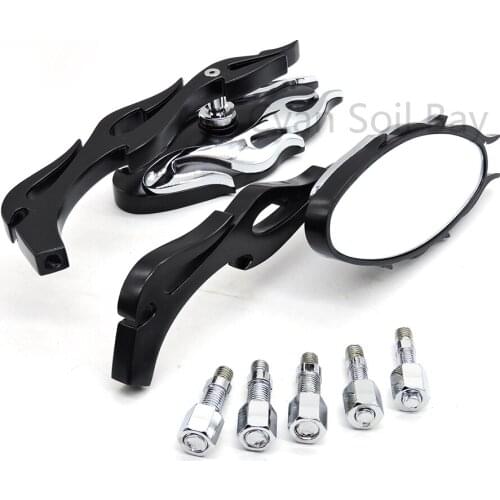 Universal Motorcycle Rearview Mirrors for Honda Shadow Kawasaki Vulcan Moto Flame Fire Cruiser Handlebar Rear View Side Mirror