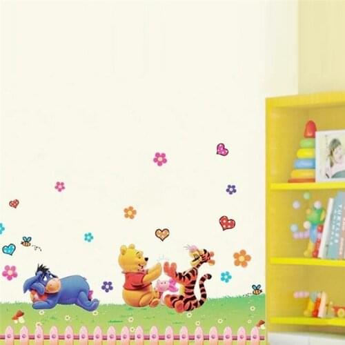 Winnie The Pooh Bear Tigger Donkey Wall Stickers For Kids Room Home Decoration Cartoon Animals Mural Art Pvc Wall Decals