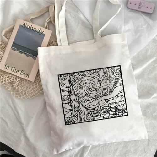 Women shopping Bag 2021 Van Gogh Art Oil Painting Graphic Female Canvas Shoulder Bag Harajuku Fashion Female Tote Shopper Bag
