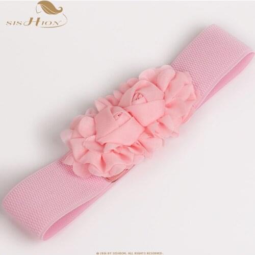SISHION 2021 Summer Women Belt B3071 Candy Color Black White Yellow Chiffon Rose Elastic Waist Ladies Belt